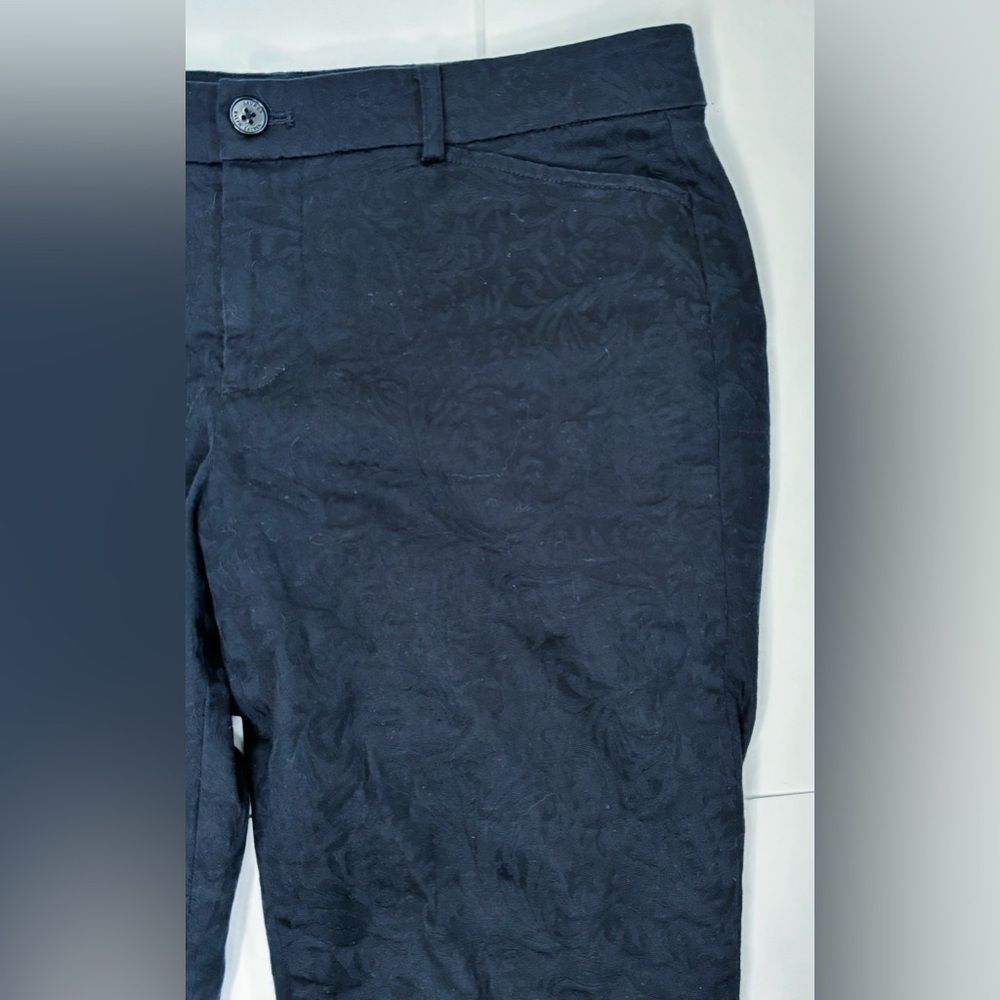Vintage Ralph Lauren Black Patterned Pants 8 Tapered Leg Corporate Goth Career
